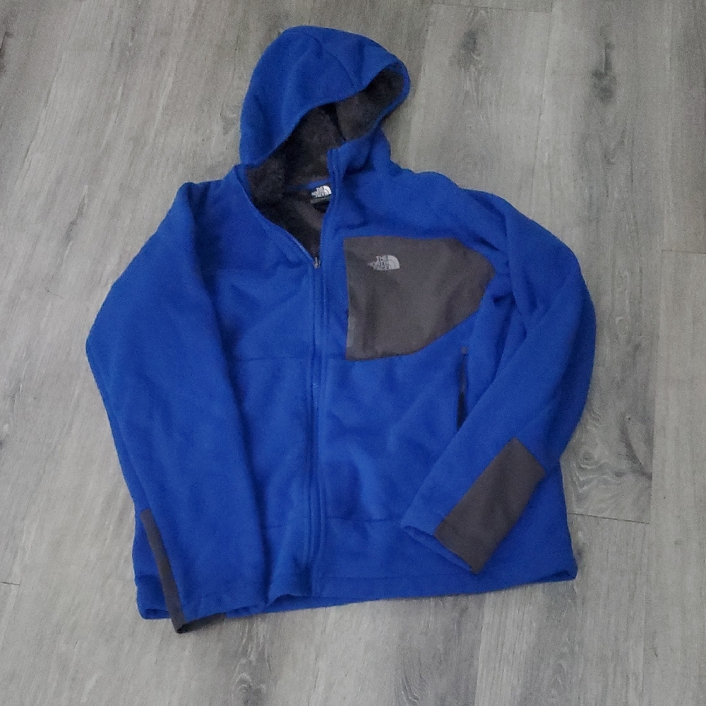 The North Face Boy's Denali Blue Black Sherpa Fleece Jacket 18/20 Great Shape